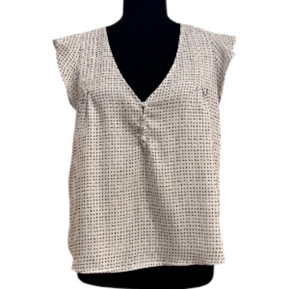 ๐ค Forever 21 White & Black Geometric Print Sleeveless Top โ Size Small - Picture 1 of 5